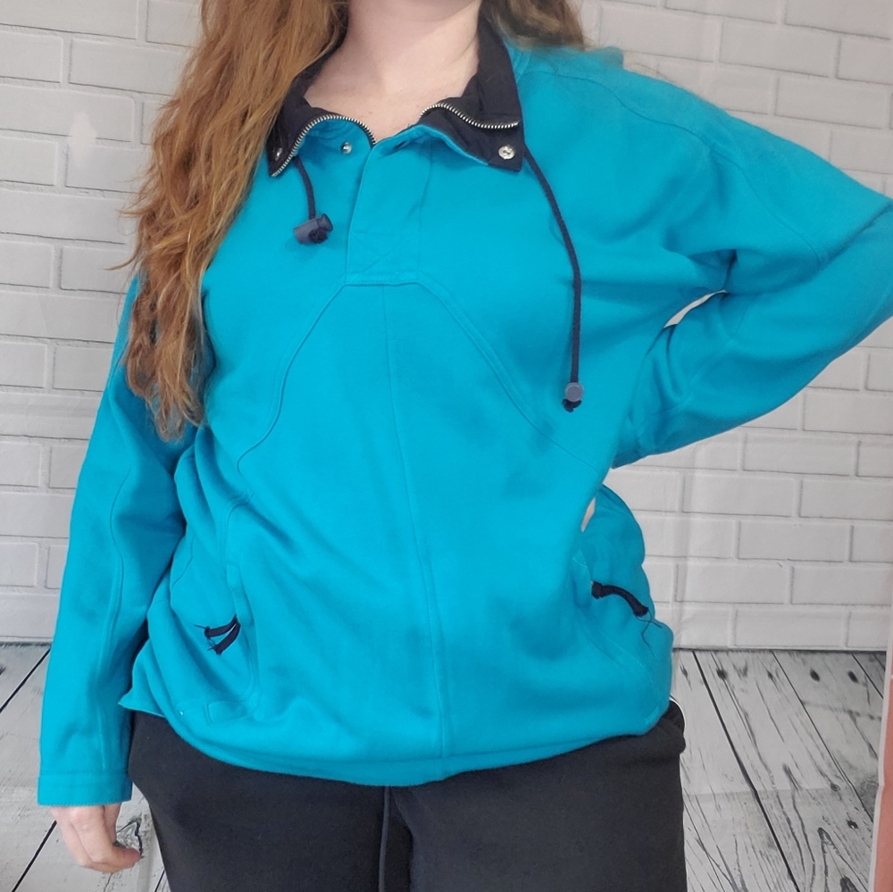 VITTADINI Sport Womens Snap Button Blue Sweatshirt Sweater Size S